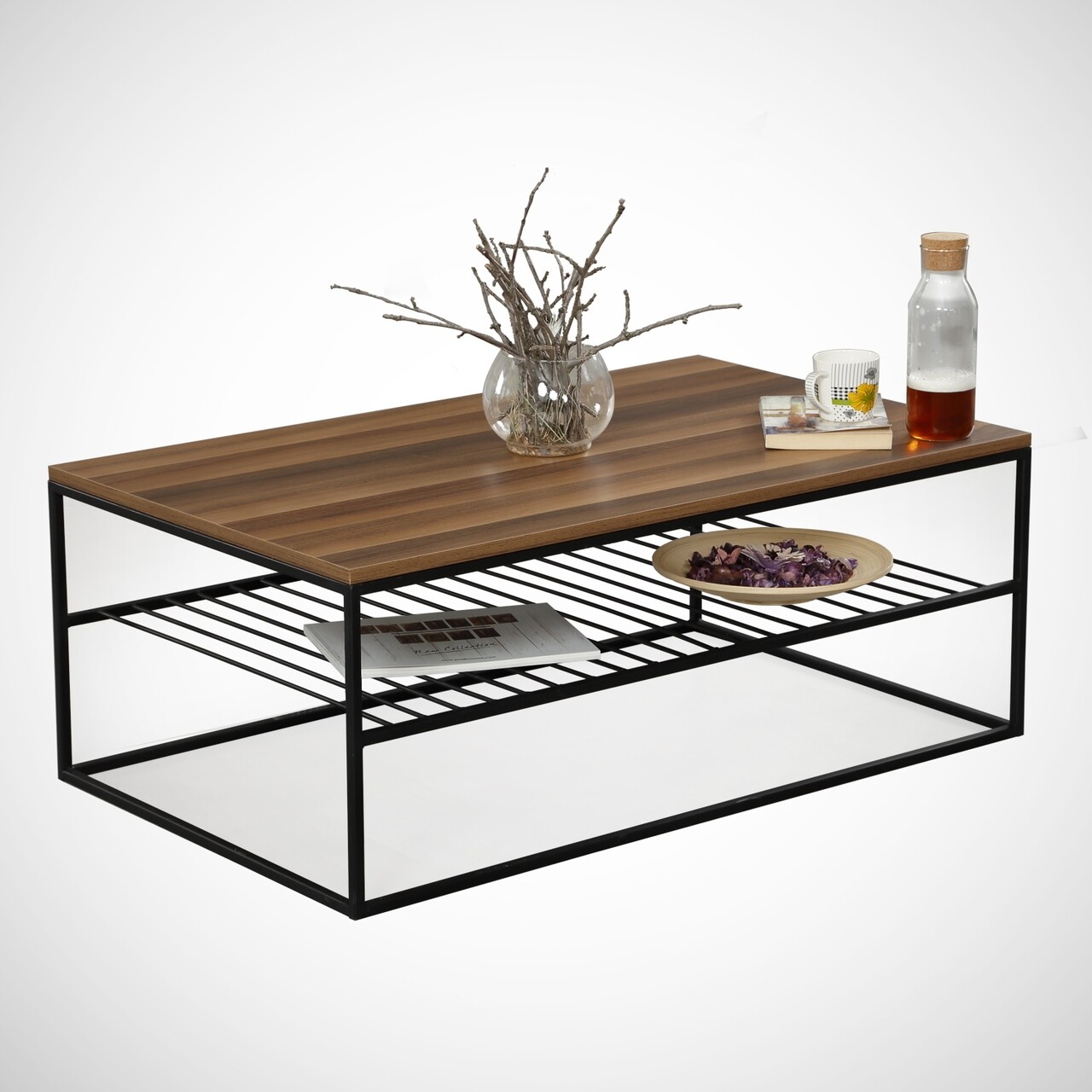 Masuta de cafea Etna Walnut, Comforty, 95x55x43 cm, aluna - imagine 6